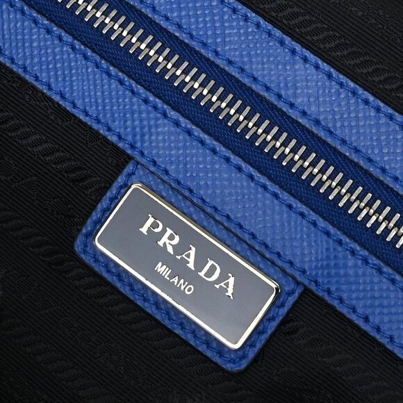 Prada Blue Leather Travel Duffle 2way Shoulder Handbag - Picture 7 of 11